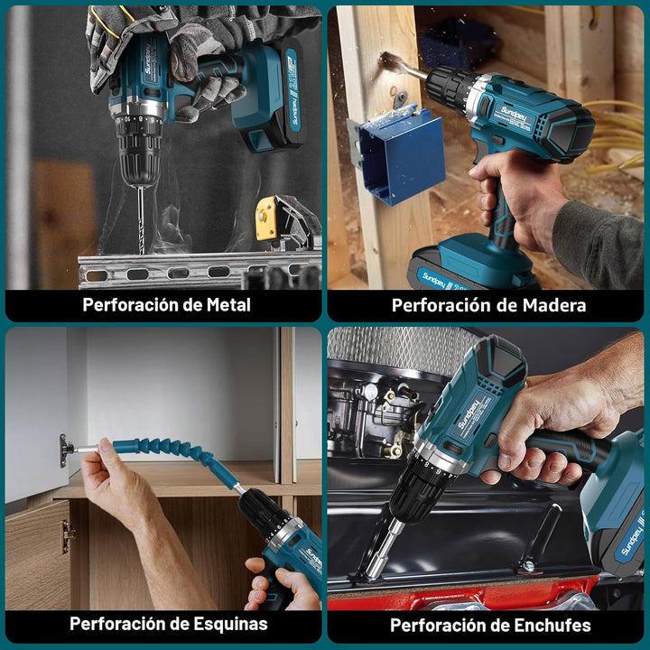 Kit de herramientas con taladro inalámbrico de 21 V - Sundpey 255 p...