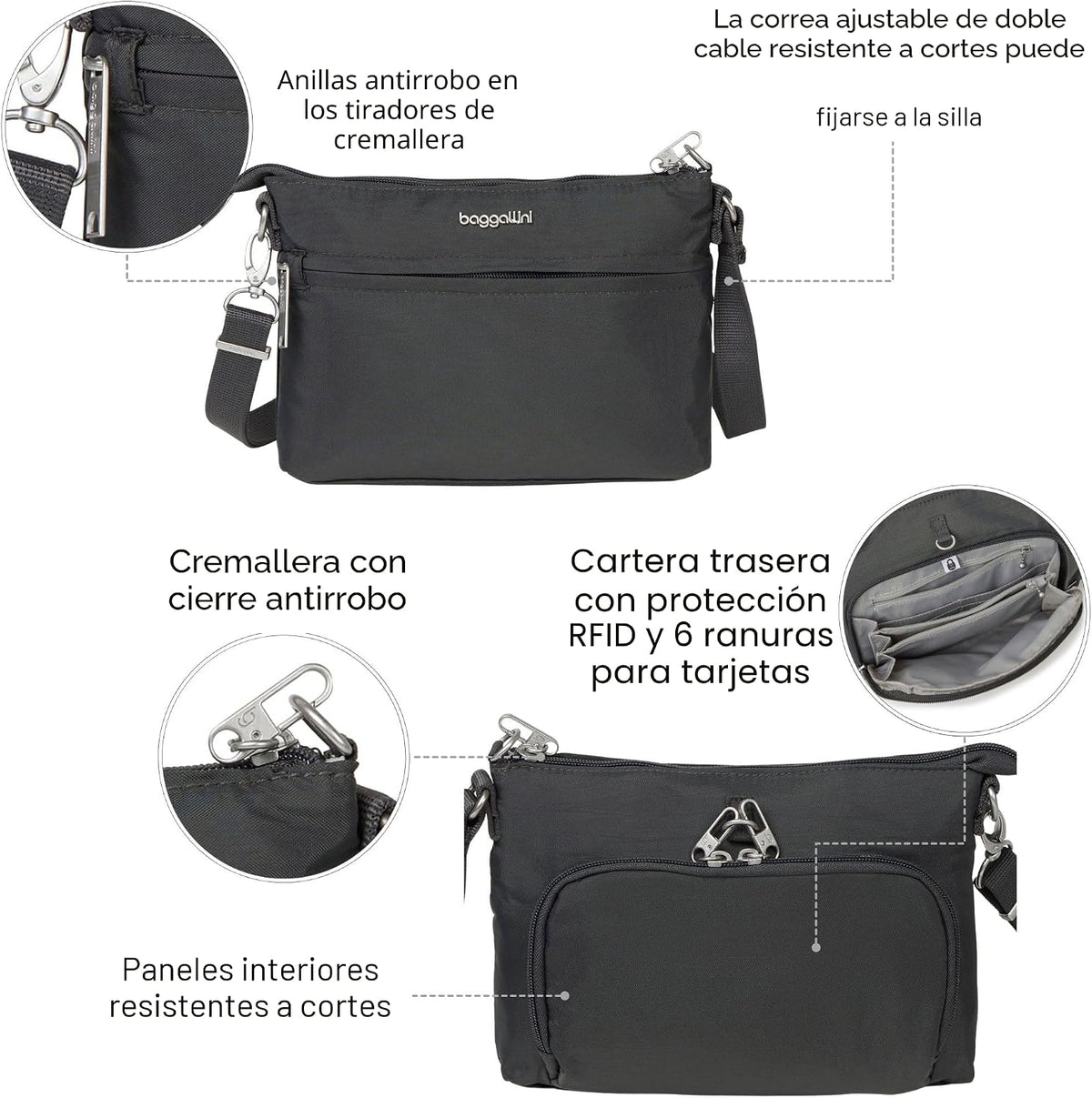 Baggallini Securtex™ - Bandolera antirrobo