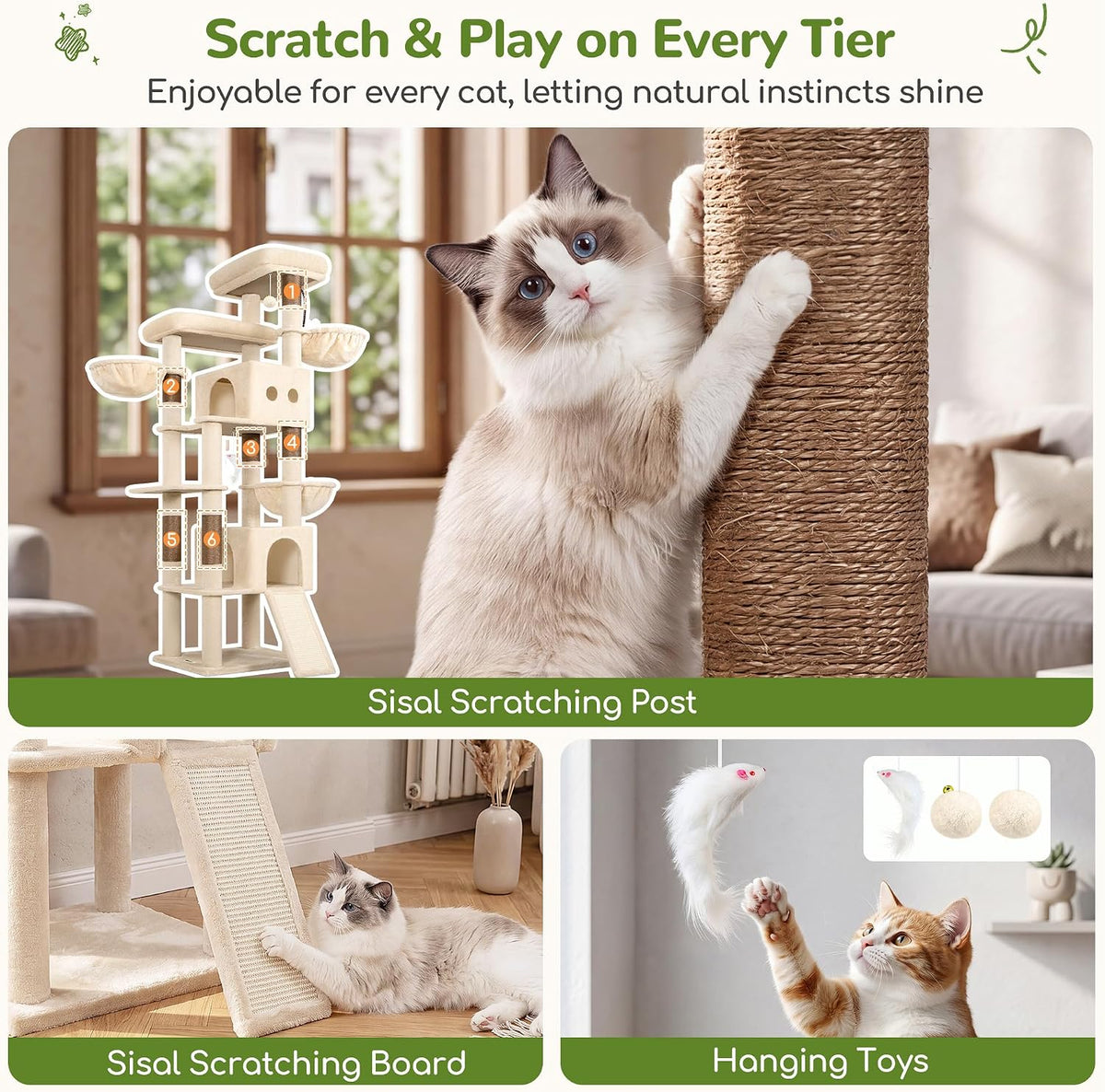 Globlazer Árbol para gatos Maine Coon extragrande de 83 pulgadas, F83J