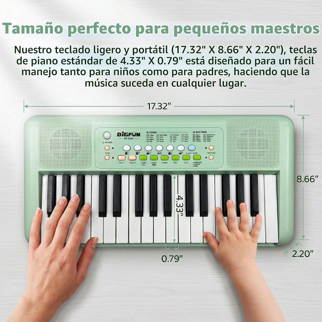Piano de teclado de 32 teclas para niños con micrófono y altavoces