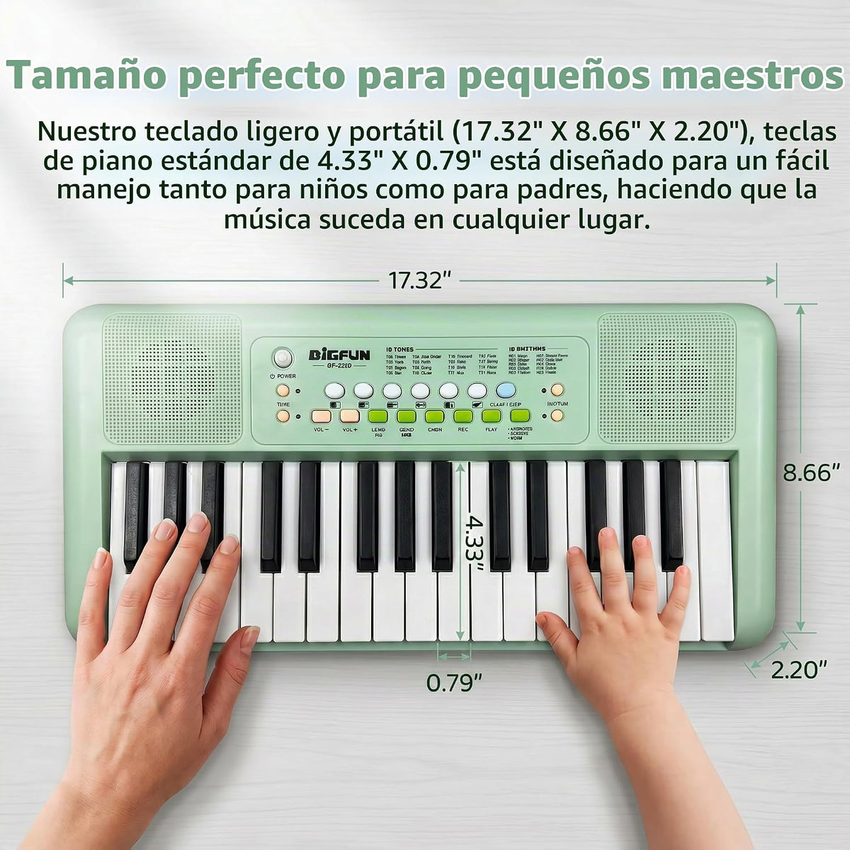 Piano de teclado de 32 teclas para niños con micrófono y altavoces