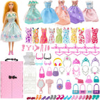 Juego de 122 piezas de armario de muñecas con muñecas de 11.5 pulgadas, ropa y accesorios, incluye armario, vestidos de princesa, zapatos, bolsas, perchas otros accesorios, juguetes de vestir para niñas, niños pequeños (rosa)