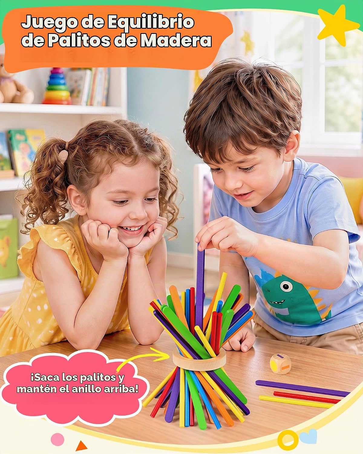 Montessori - Juegos de mesa de madera para niños de 4 a 6 años, juego de