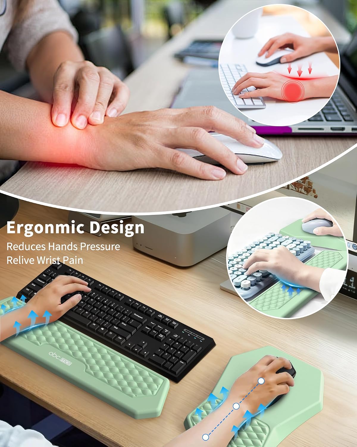 Juego de alfombrilla ergonómica para mouse con reposamuñecas y