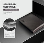 Cartera plegable de cuero para hombre con bloqueo RFID y ventana