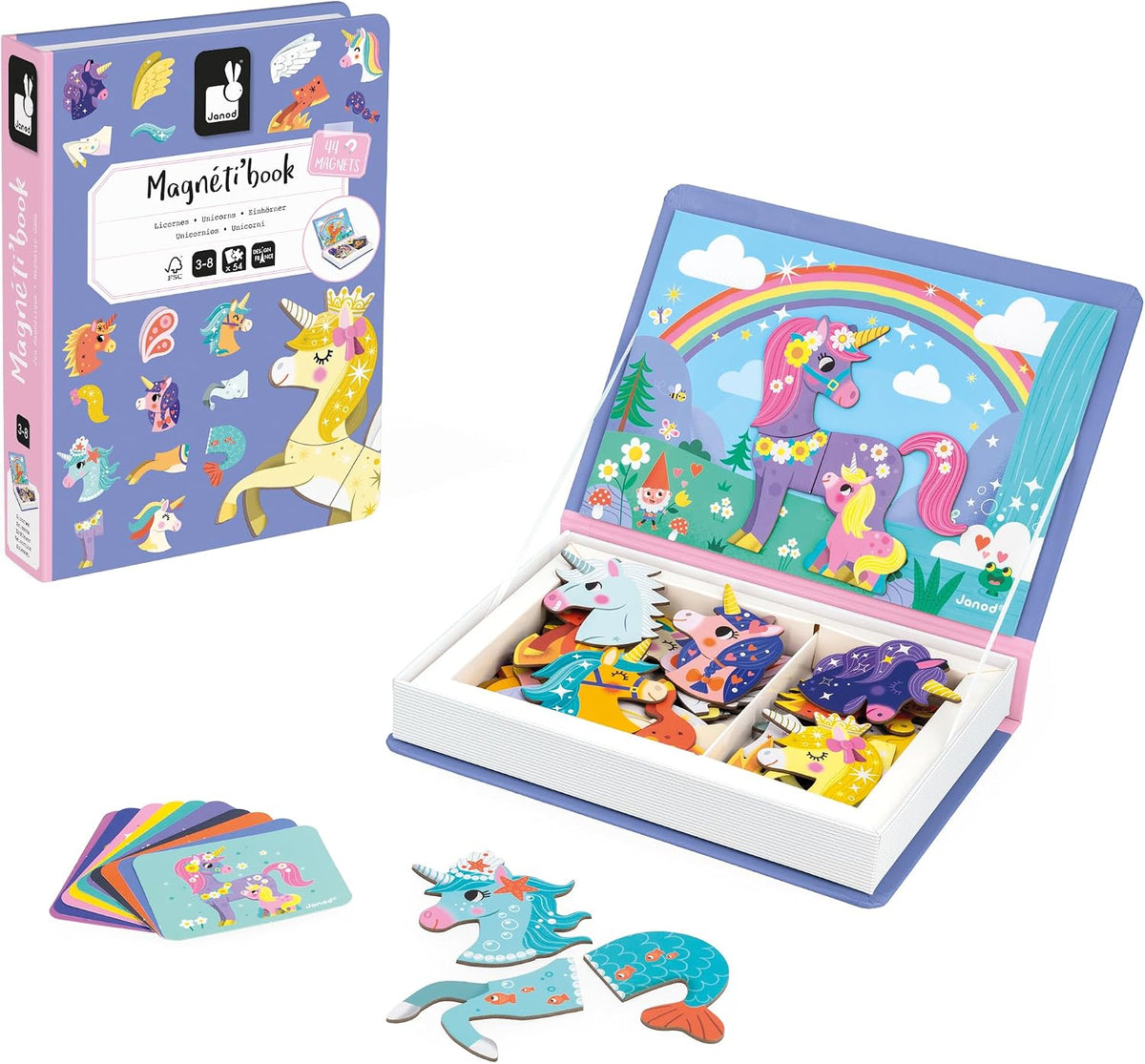 Janod - Magnéti'Book Unicornios - Juego educativo magnético 44 imanes + 10