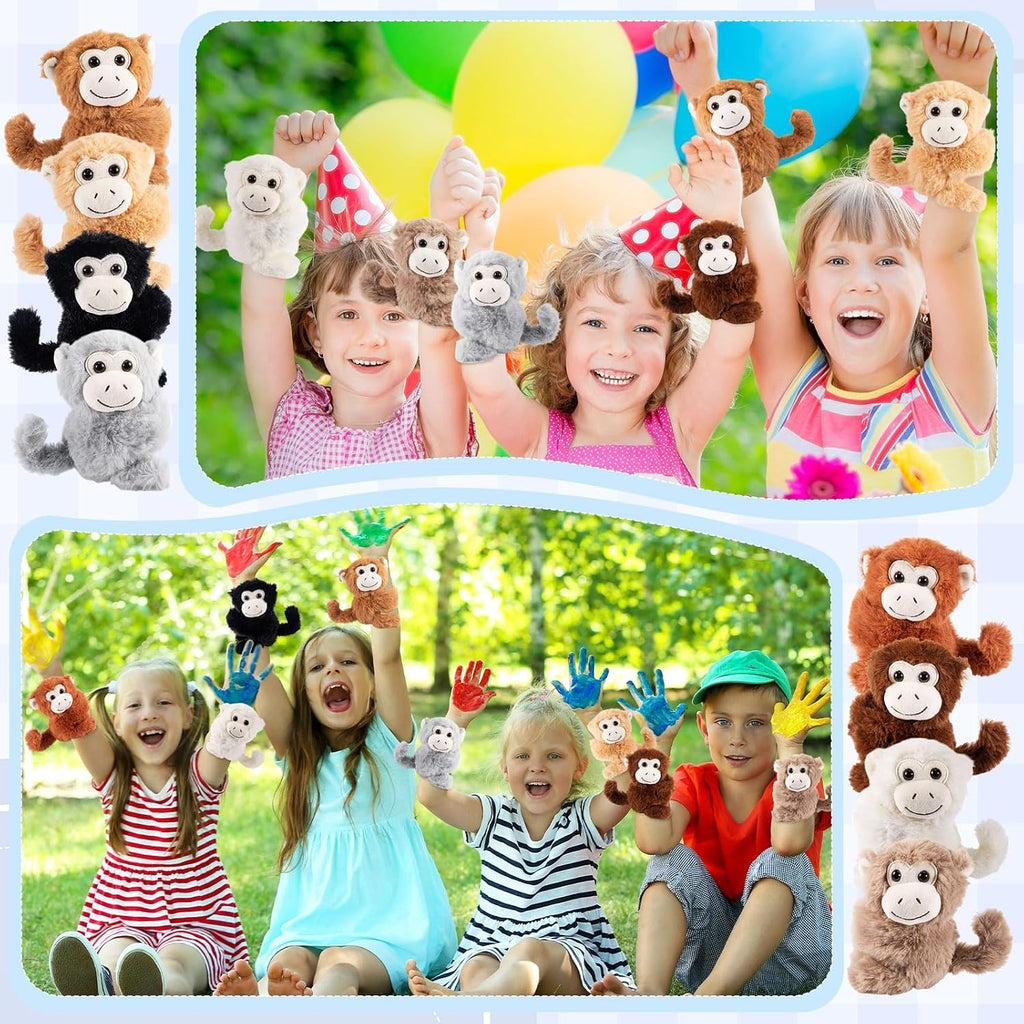 Liliful Paquete de 8 pulseras de peluche para niños, monos