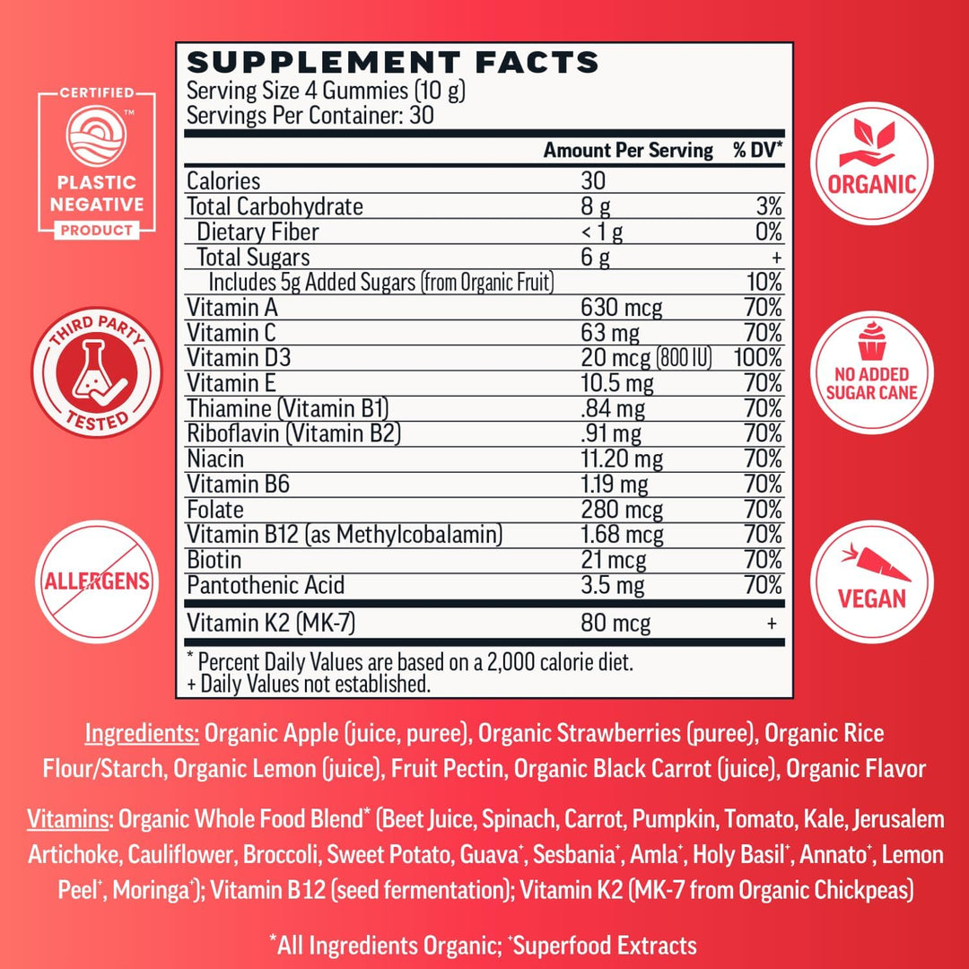 Llama Naturals Multivitamínico para mujeres y hombres, gomitas vega...