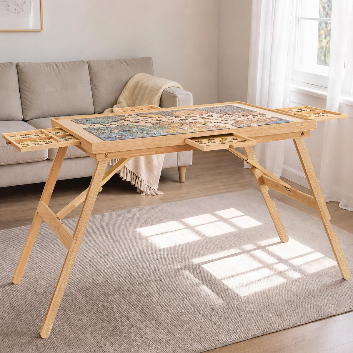 TEAKMAMA - Mesa de rompecabezas, 1500 piezas, tablero de rompecabezas de