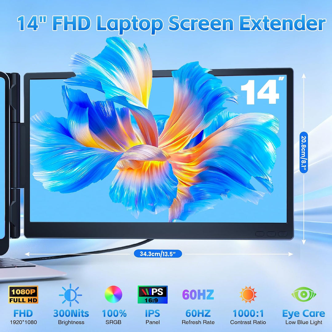 Extensor de pantalla para laptop, ultra ligero de 14 pulgadas FHD 1...