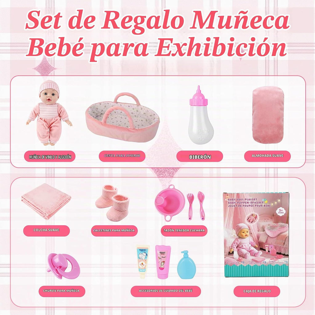 SMILESSKIDDO Juego de muñecas de bebé con moisés grueso ultra suave