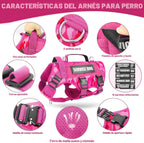 Arnés de chaleco para perro de servicio para perro mediano, chaleco táctico de trabajo MOLLE con 10 parches para mascotas, arnés resistente sin tirones de servicio pesado para entrenamiento y