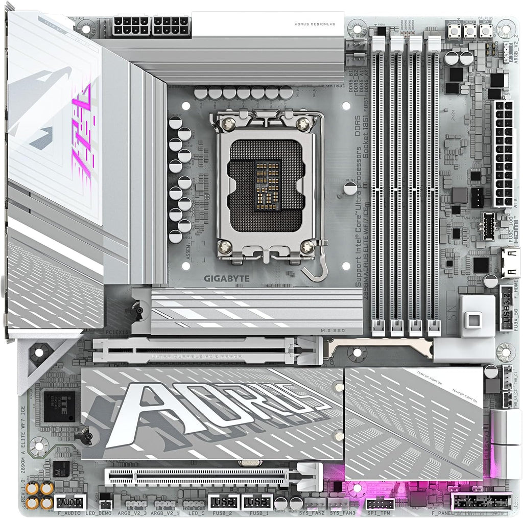 GIGABYTE Z890M AORUS Elite WIFI7 ICE Ultra Core (Serie 2) LGA 1851, ATX, DDR5, mATX, WIFI7|ICE