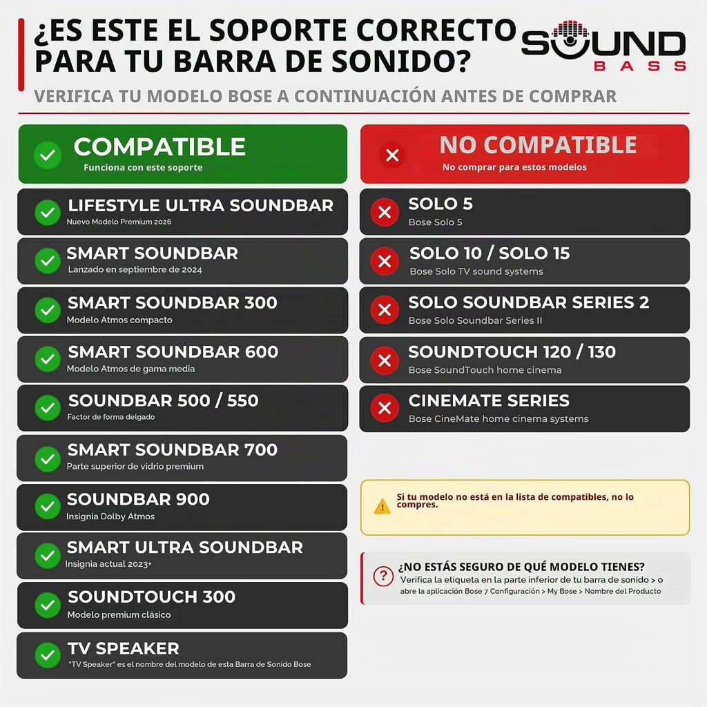 Soporte de pared ajustable para barra de sonido Bose, color