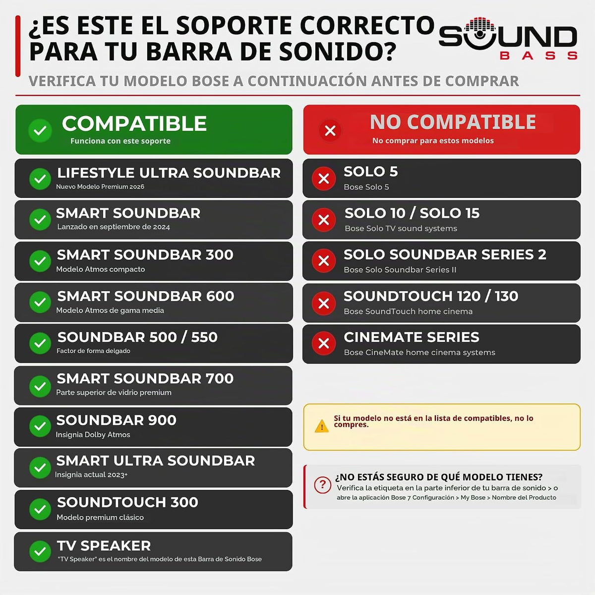 Soporte de pared ajustable para barra de sonido Bose, color