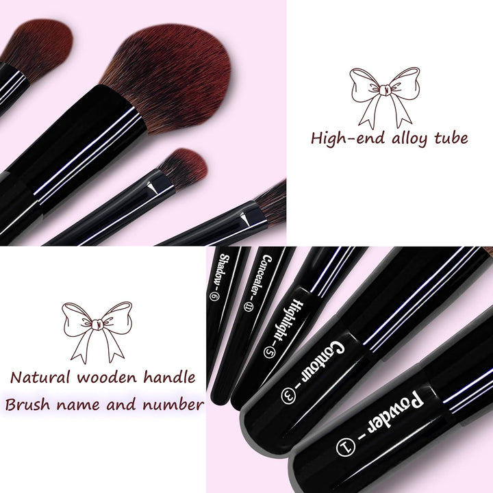 Jilier 14 piezas de mini brochas de maquillaje y espejo de bolsillo...