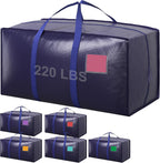 Paquete de 6 bolsas de mudanza resistentes de 210 GSM con cremallera lateral totalmente abierta, 93 L y 220 libras, impermeables, plegables para dormitorio universitario, alternativa de cajas de mudanza y organización del hogar, color azul