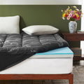 BEDLORE - Cubrecolchón de espuma viscoelástica de doble capa de 4 pulgadas, tamaño matrimonial