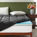 BEDLORE - Cubrecolchón de espuma viscoelástica de doble capa de 4 pulgadas, tamaño matrimonial