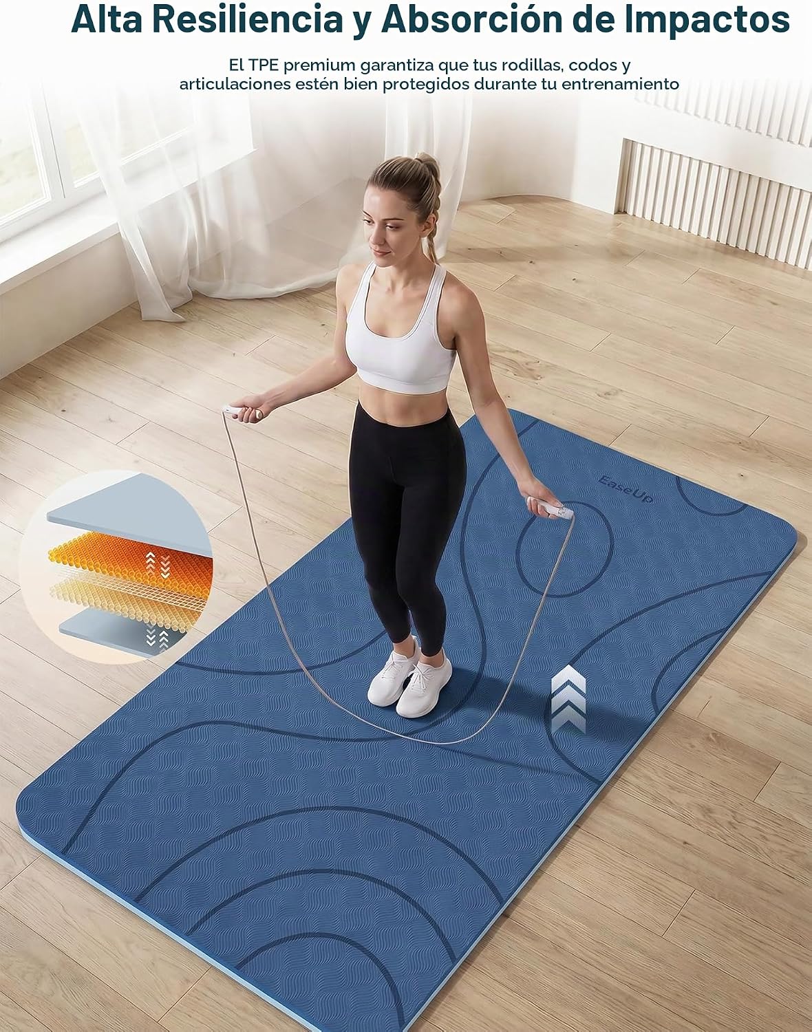 EaseUp Esterilla de yoga grande, 73 x 35.5 x 0.4 pies, extra gruesa y ancha, alfombrilla de pilates de 0.394 in, alfombrilla de ejercicio antideslizante, alfombrillas de entrenamiento para gimnasio en