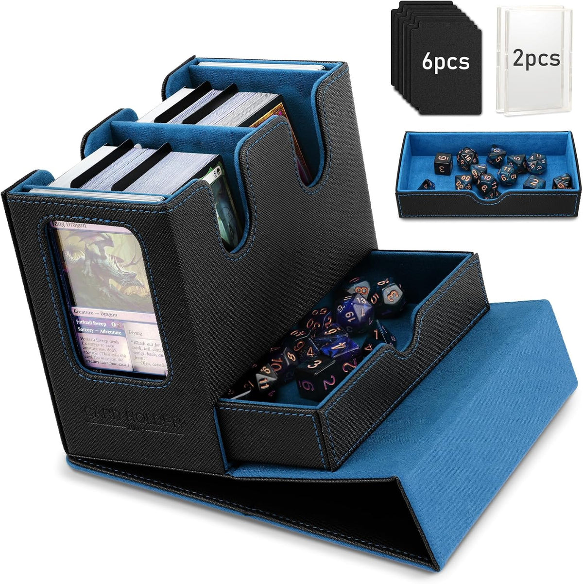 Caja para mazos TiMOVO MTG Commander para cartas TCG CCG Magic, Negro+Azul