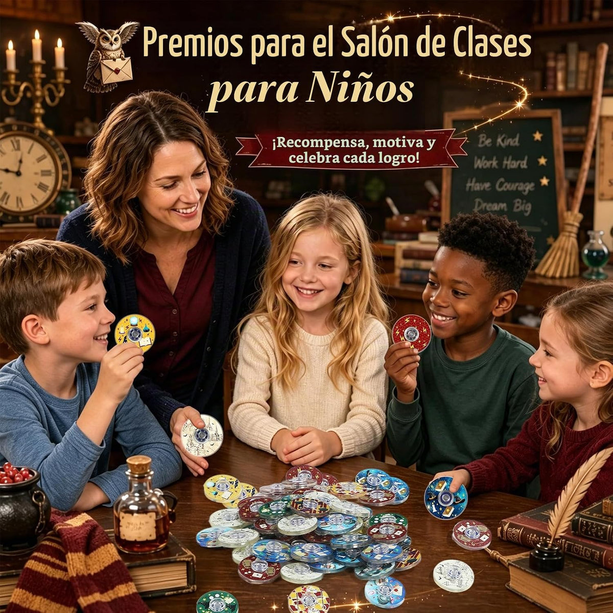 Paquete de 52 juguetes giratorios para fiestas de mago de fantasía, para cumpleaños de niños, mago encantado, a granel para recompensas de aula, rellenos de bolsas de regalos, suministros