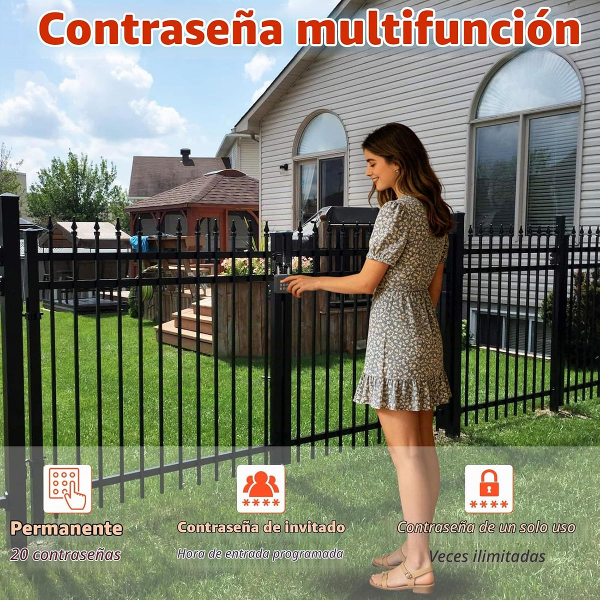 Cerradura de casillero de huellas dactilares con código, candado de combinación inteligente de huellas dactilares biométricas sin llave, cerradura combinada impermeable para valla exterior