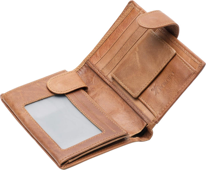 POKOFO Billetera grande de cuero genuino con bloqueo RFID, tarjeter...