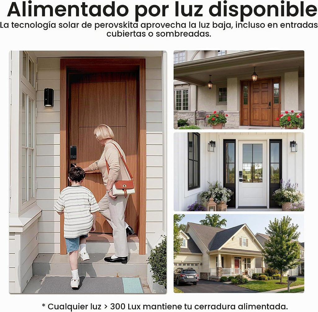 DESLOC Cerradura inteligente solar V150 Plus, cerrojo de WiFi con