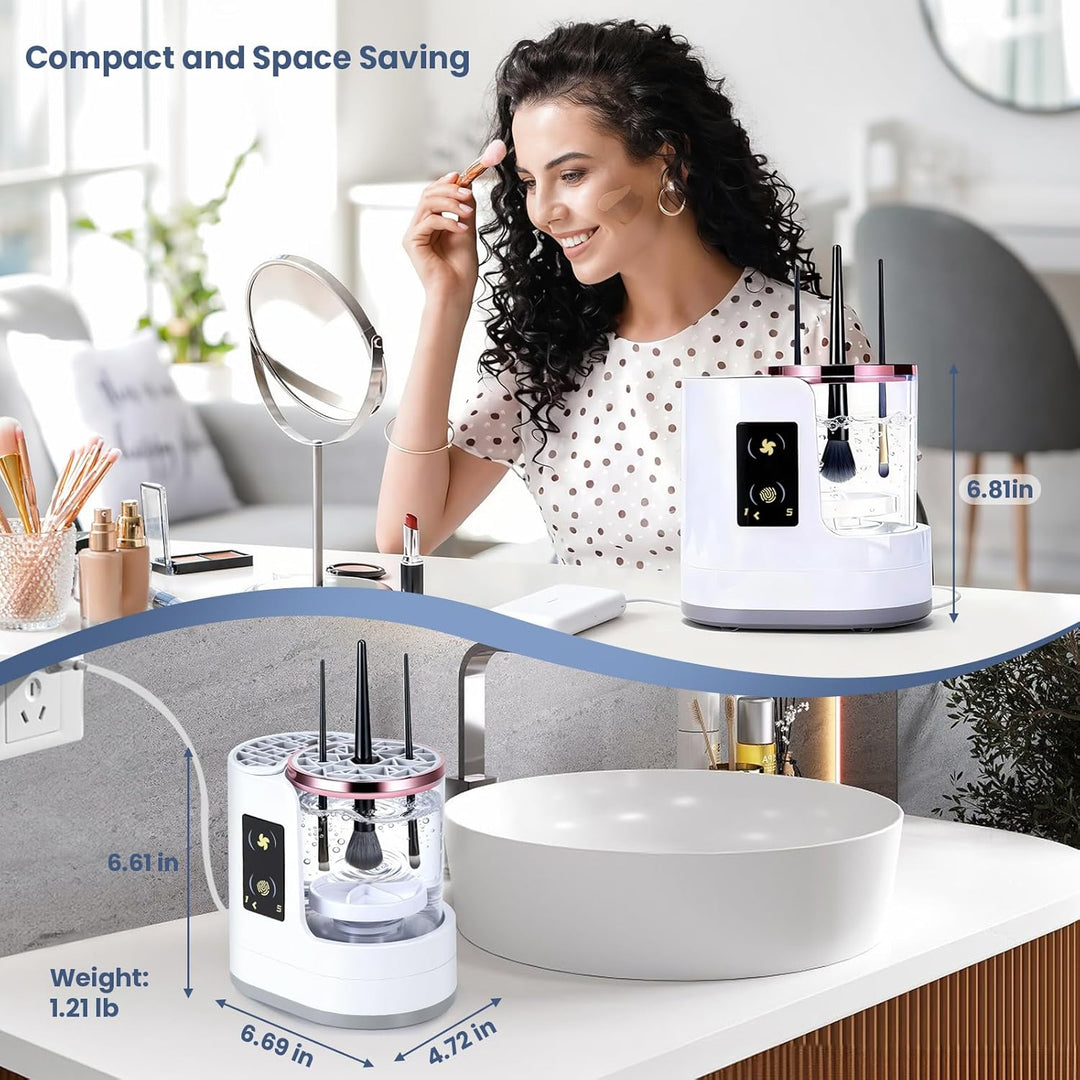 Máquina limpiadora de brochas de maquillaje eléctrica 3 en 1 con fu...