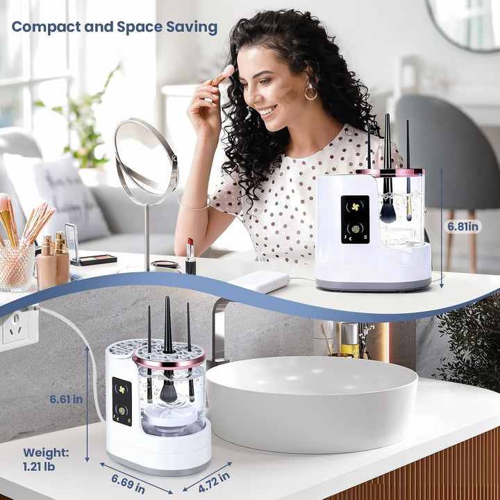 Máquina limpiadora de brochas de maquillaje eléctrica 3 en 1 con fu...