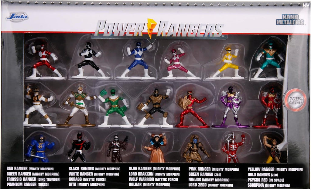 Jada Power Rangers - Figuras coleccionables de metal fundido a presión de 1.65 pulgadas, paquete de 20, juguetes para niños y adultos