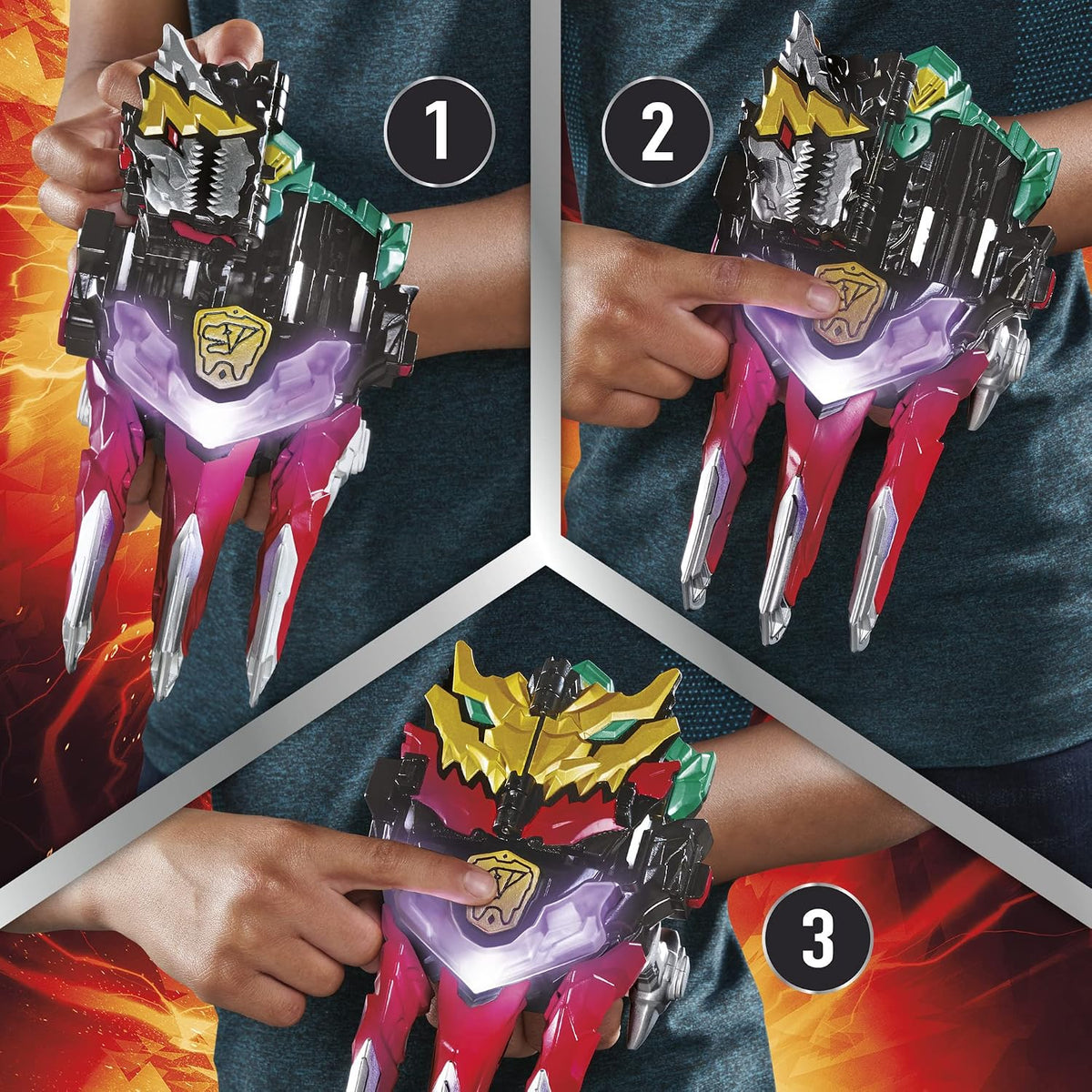 Power Rangers Dino Knight Morpher - Juguete con luces, sonidos y llave del Ranger Rojo - para niños mayores de 5 años