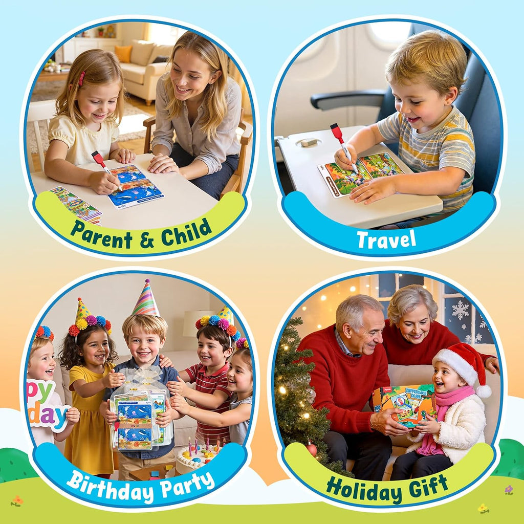 JoyCat Paquete de 24 tarjetas de juego de Spot the Difference para niños, recuerdos de fiesta reutilizables de borrado en seco, premios de aula, rellenos de bolsas de golosinas y regalos de devolución de cumpleaños para edades de 4 a 8 años