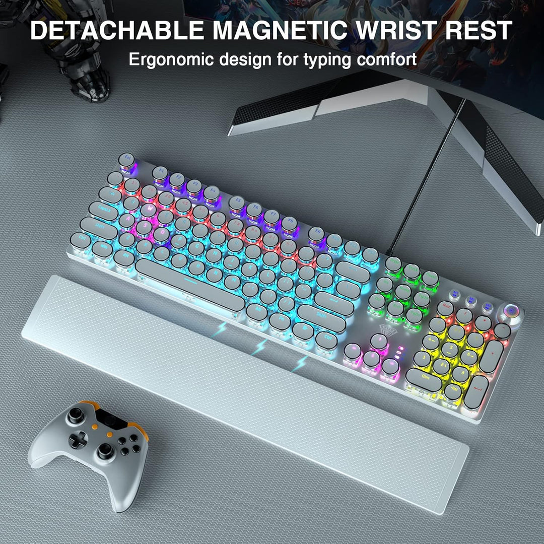 AULA F2088 Teclado mecánico para juegos estilo máquina de escribir,...