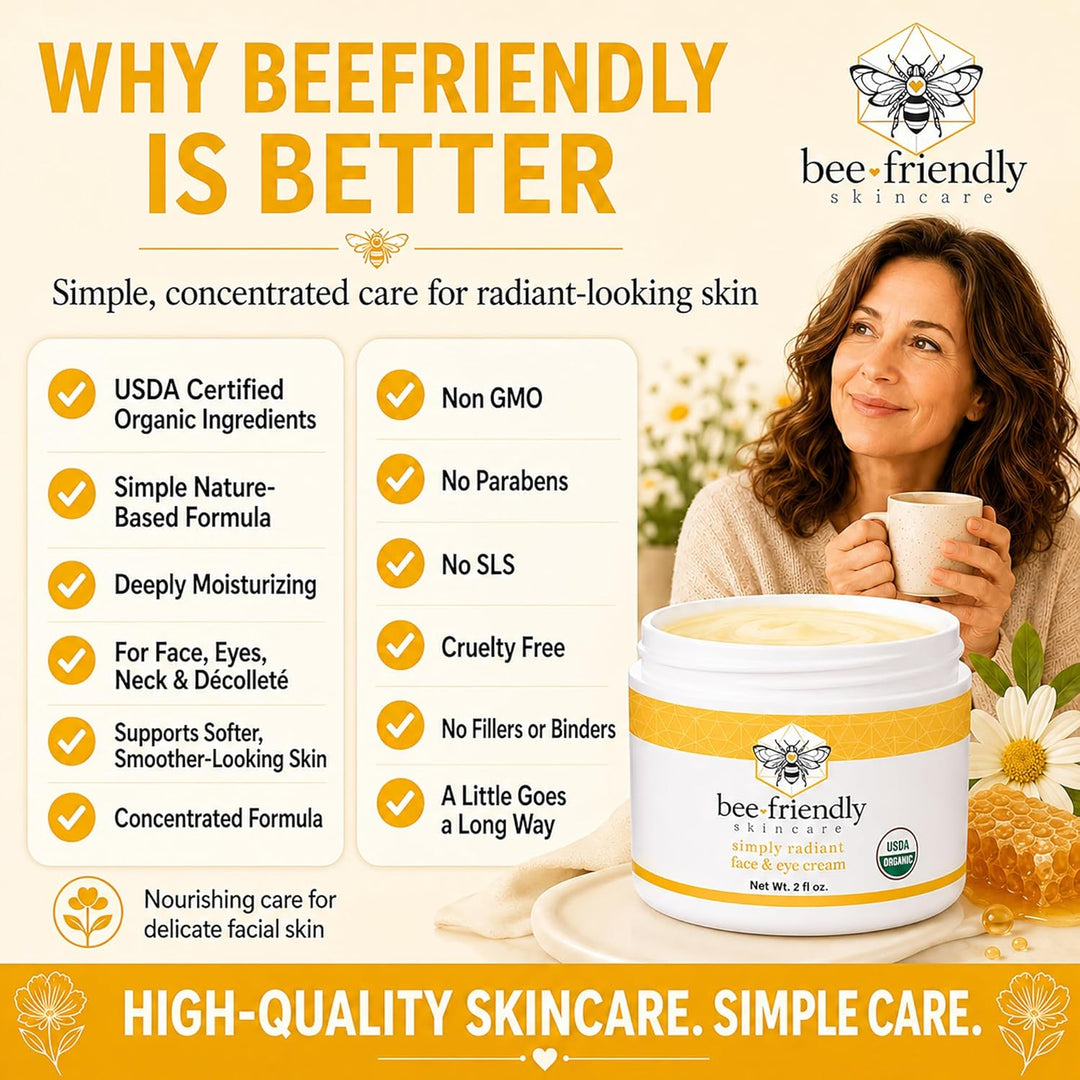 Crema orgánica para rostro y ojos BeeFriendly, humectante facial ce...
