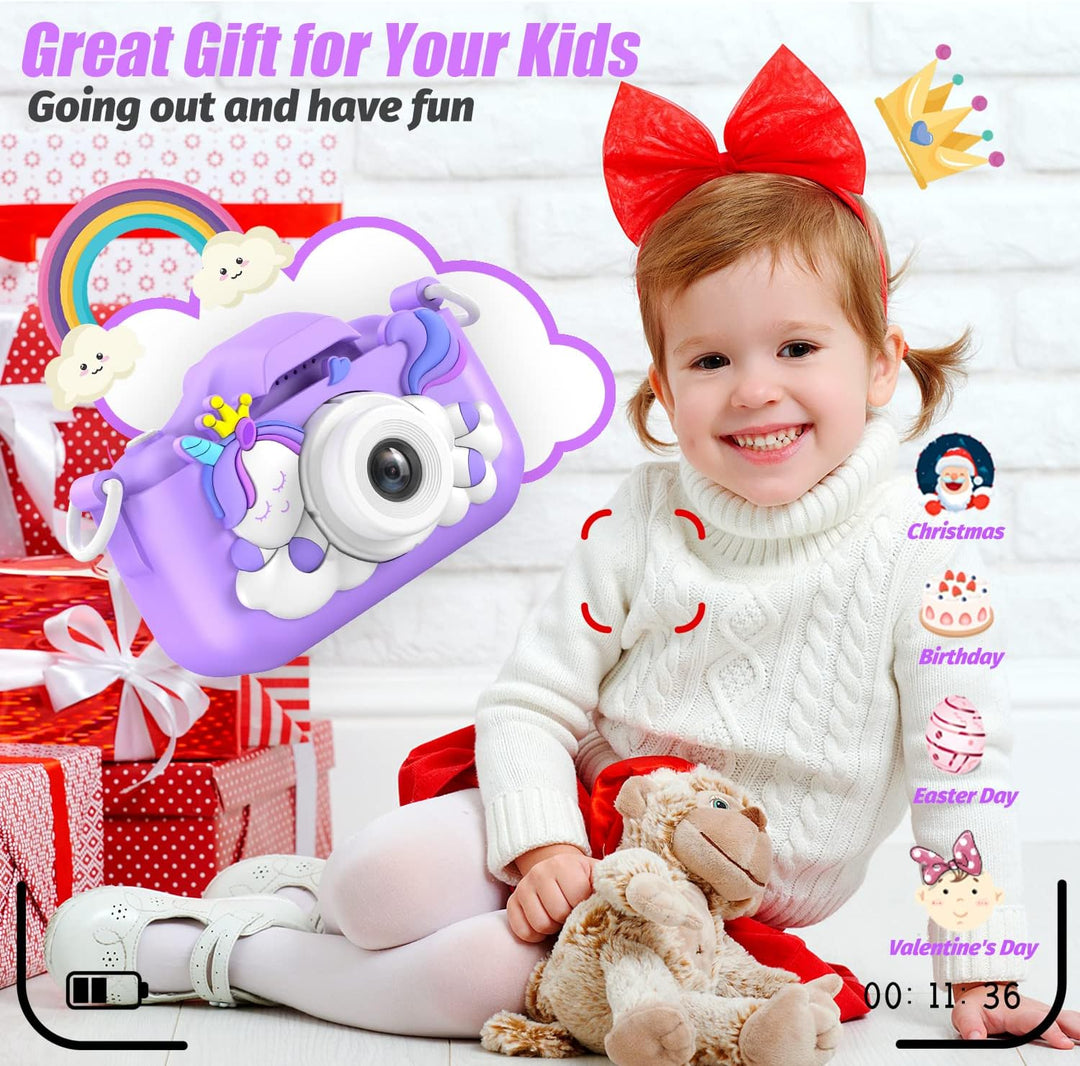 Cámara para niños mejorada, regalos de Navidad y cumpleaños para ni...