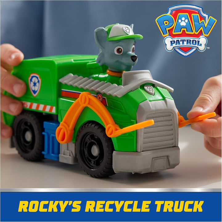PAW Patrol, Camión de reciclaje de Rocky, juguete con figura de acc...