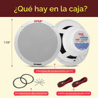 Pyle Altavoces marinos duales de 6.5 pulgadas, sistema de sonido estéreo de 2 vías, impermeable y resistente a la intemperie, con 400 vatios de potencia, cono de polipropileno y envolvente de goma de