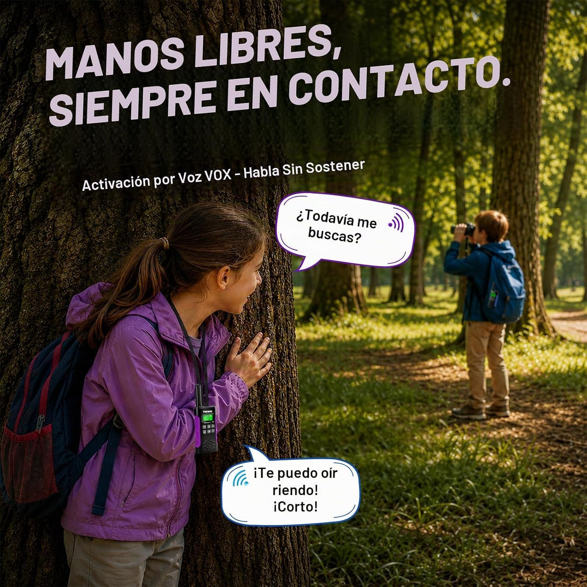 Walkie Talkies para niños, paquete de 4 radios recargables de 2 vías