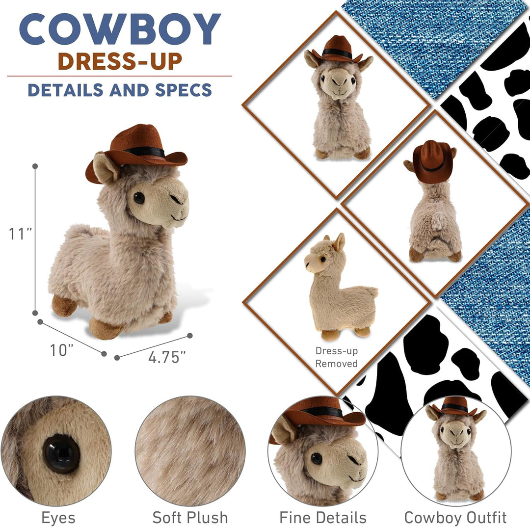 DolliBu Sombrero de vaquero de peluche de llama beige