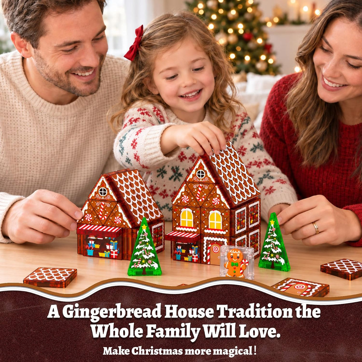 Kit de casa de pan de jengibre, azulejos magnéticos para niños de 4 a 8