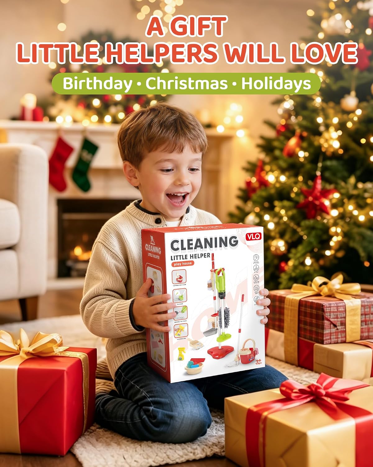 VLQ Juego de limpieza para niños pequeños - Juego de limpieza del hogar con