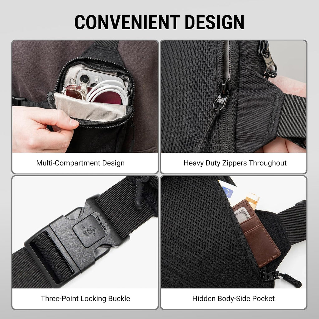 Bolso tipo bandolera de viaje para hombres y mujeres, bolso cruzado antirrobo con bloqueo RFID