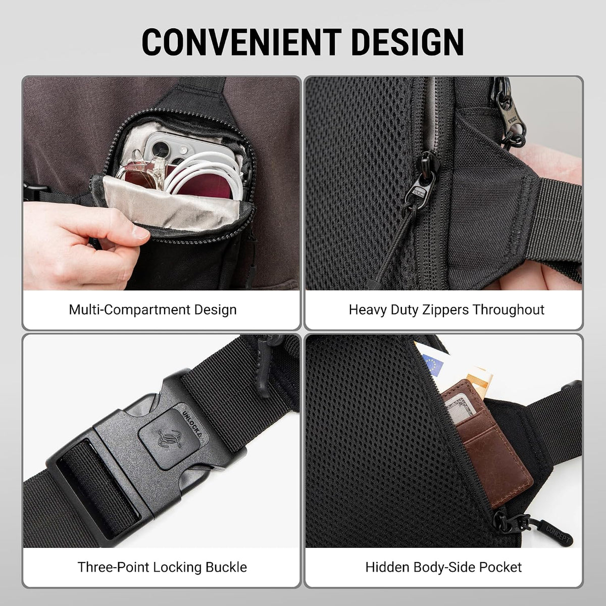 Bolso tipo bandolera de viaje para hombres y mujeres, bolso cruzado antirrobo con bloqueo RFID