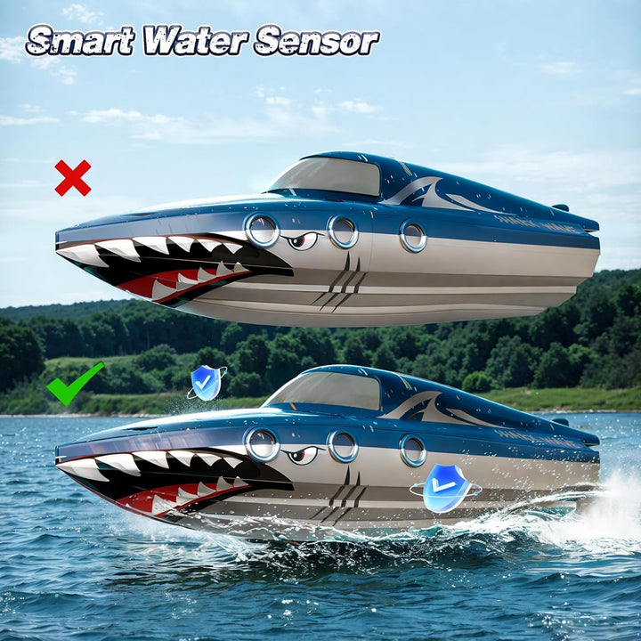 Shark - Barco de carreras RC para niños y adultos, barco de control...