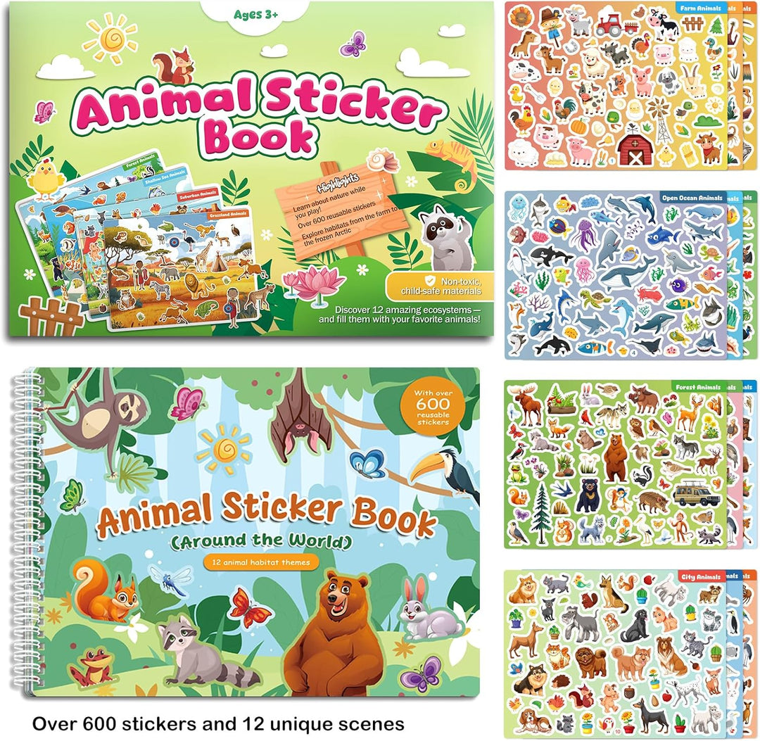Libros de calcomanías de animales para niños pequeños de 2