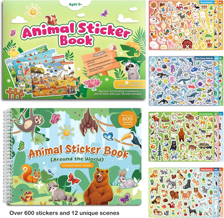 Libros de calcomanías de animales para niños pequeños de 2