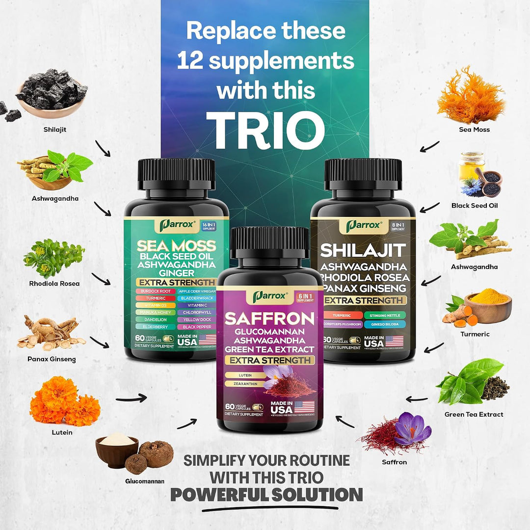 Parrox Vision Vitality Trio - Musgo marino, aceite de semilla negra...