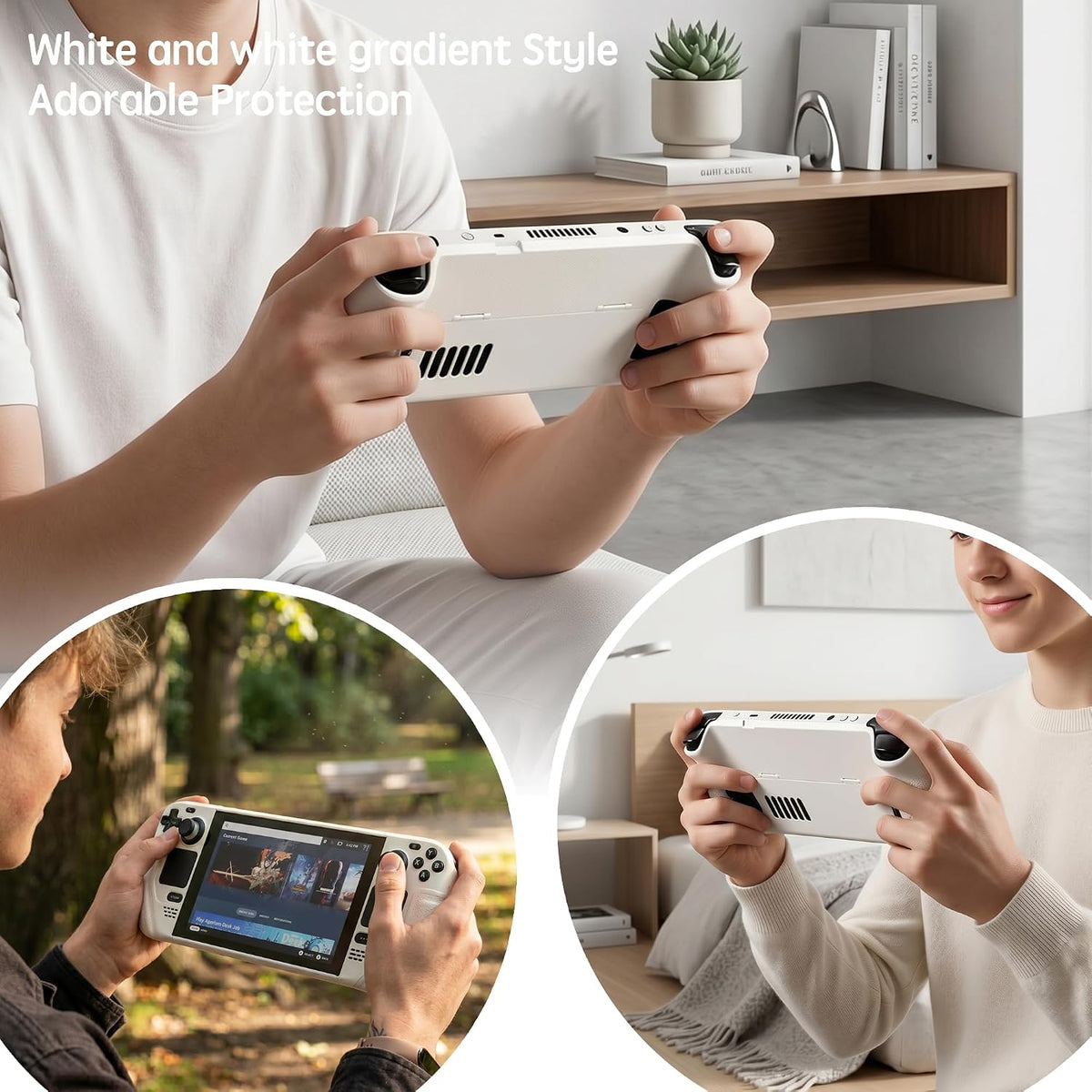 UYIYE Funda protectora para Steam Deck OLED y LCD con soporte - Blanco